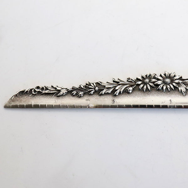 American S. Kirk & Son Company Sterling Silver Repousse Roses Desk Ruler