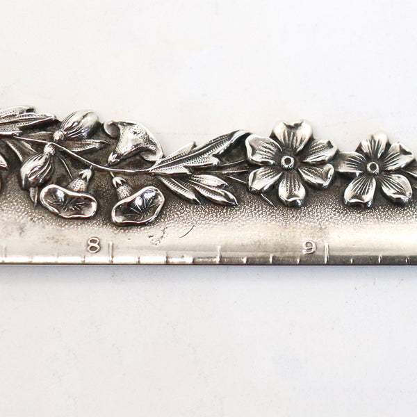 American S. Kirk & Son Company Sterling Silver Repousse Roses Desk Ruler