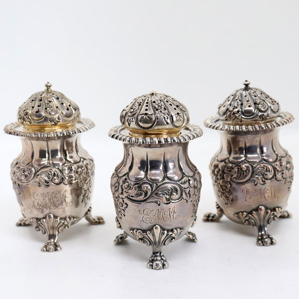 Set of Three American Frank W. Smith for J.E. Caldwell Sterling Silver Spice Shakers