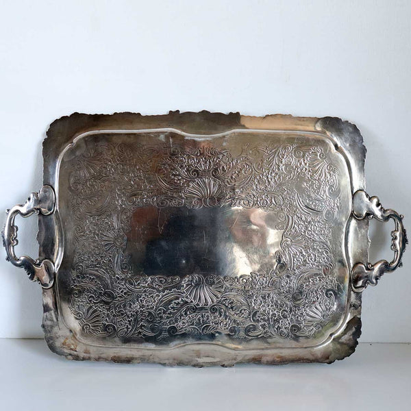 Large English Fenton, Allanson & Machon Sterling Silver Armorial Two-Handle Tea Tray