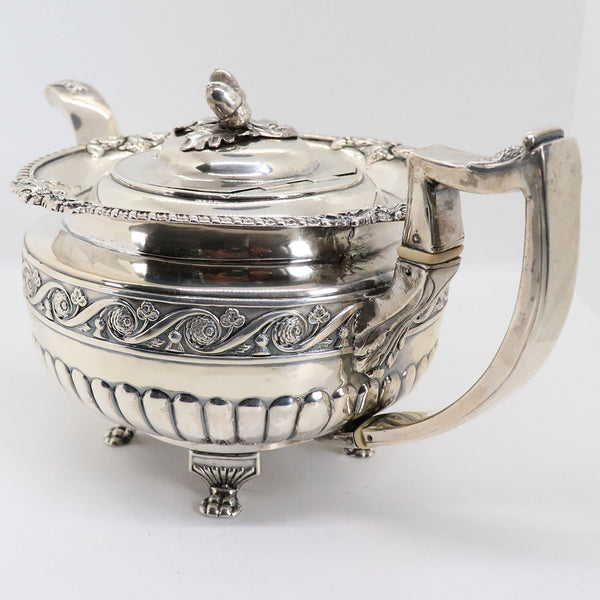 Irish George III James Scott Sterling Silver Acorn Finial Armorial Teapot