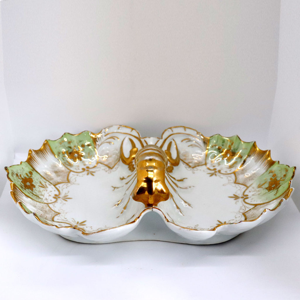 Antique Lobster Serving Bowl Porcelain Gold JS Germany 