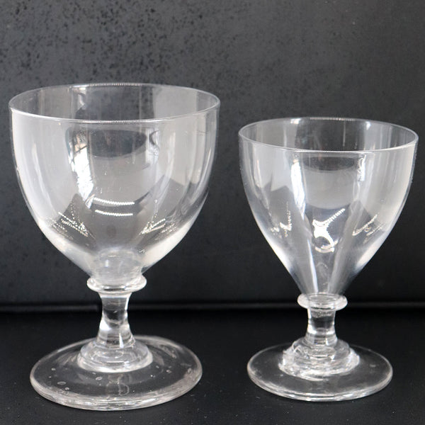 Two English Georgian Clear Glass Rummer Drinking Glasses