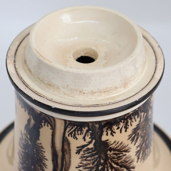 Scarce French Creil Mochaware Pottery Two-Piece Tobacco Pot
