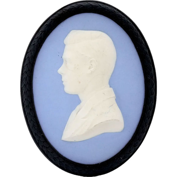 English Wedgwood Jasperware Pale Blue Portrait Plaque, Edward VIII, Prince of Wales