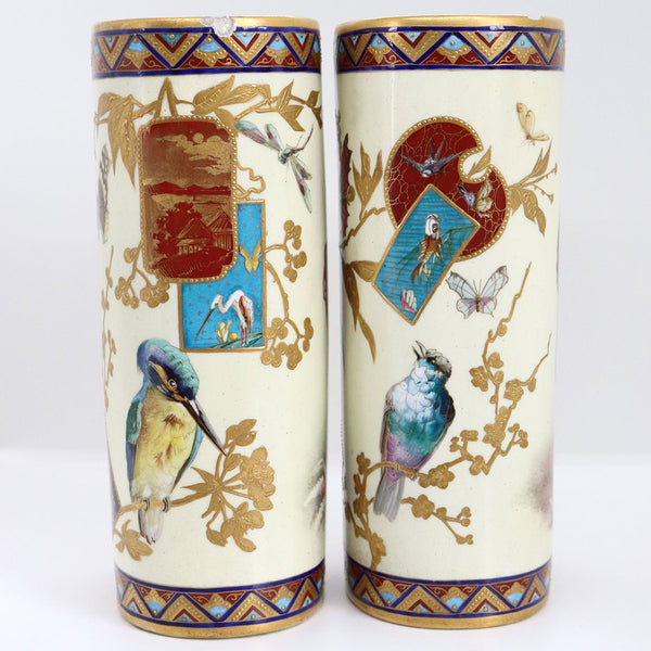 Pair of French Louis Pierre Malpass for Bailey, Banks and Biddle Japonesque Porcelain Vases