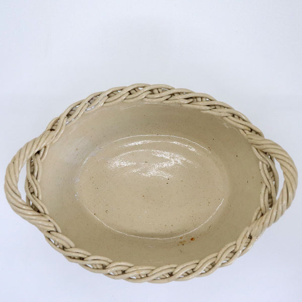 Unusual British Georgian Drabware Pottery Ellan Vannin (Isle of Man) Basket Bowl