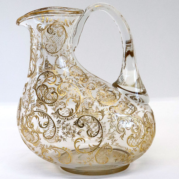 Continental Renaissance Revival Gilt Blown Glass Wine Jug Carafe