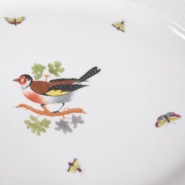 Large Vintage Hungarian Herend Handpainted Porcelain Rothschild Bird Pattern Oval Platter