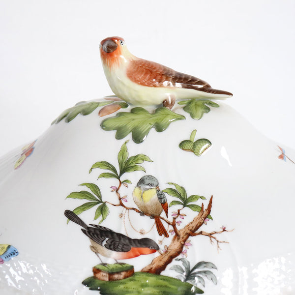 Large Hungarian Herend Porcelain Rothschild Bird Pattern Oval Lidded Tureen
