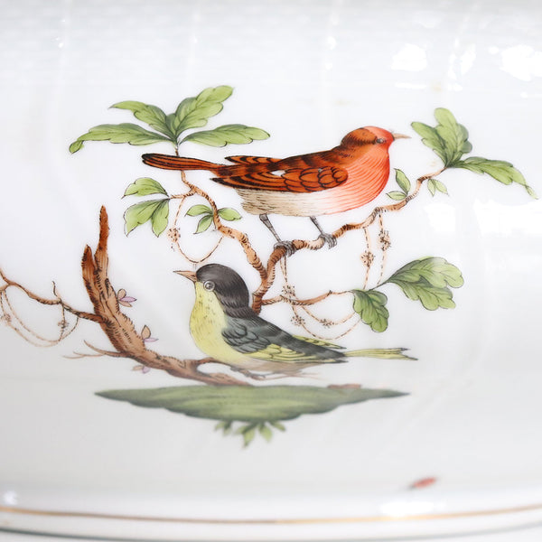 Large Hungarian Herend Porcelain Rothschild Bird Pattern Oval Lidded Tureen