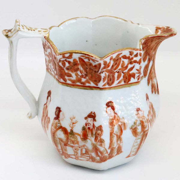 Chinese Export Iron Red and Gilt Porcelain Cream Jug, Sugar and Underplate