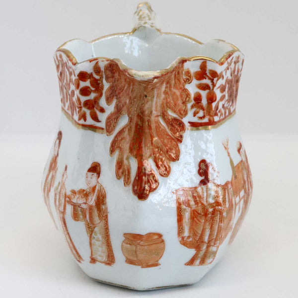Chinese Export Iron Red and Gilt Porcelain Cream Jug, Sugar and Underplate