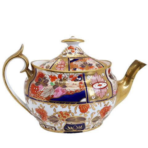 English Chamberlain Worcester Porcelain Gilt Japan 240 / Nelson Pattern Teapot