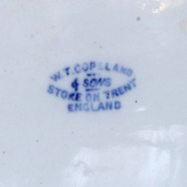 English W. T. Copeland & Son Gilt, Blue and White Transferware Pottery Footbath
