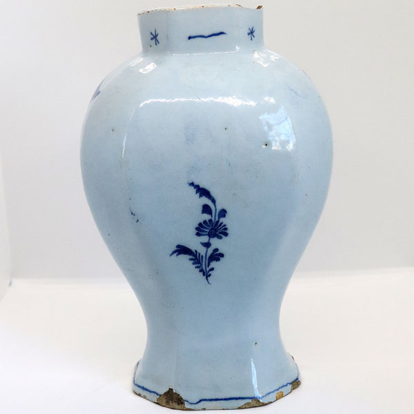 Dutch Johannes Van Duijn Delft Pottery Blue and White Baluster Garniture Vase