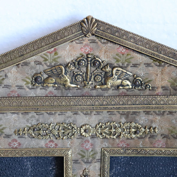 French/Italian Empire Style Gilt Bronze and Fabric Double Desk Frame