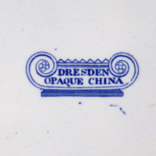 English Ridgway Cauldon Works Blue and White Dresden Opaque China Ceramic Platter