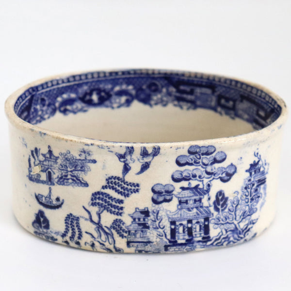 Rare English Ridgway Blue Willow Transferware Pottery Oval Pate Dish