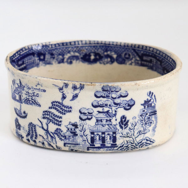 Rare English Ridgway Blue Willow Transferware Pottery Oval Pate Dish