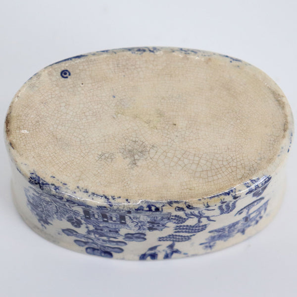 Rare English Ridgway Blue Willow Transferware Pottery Oval Pate Dish