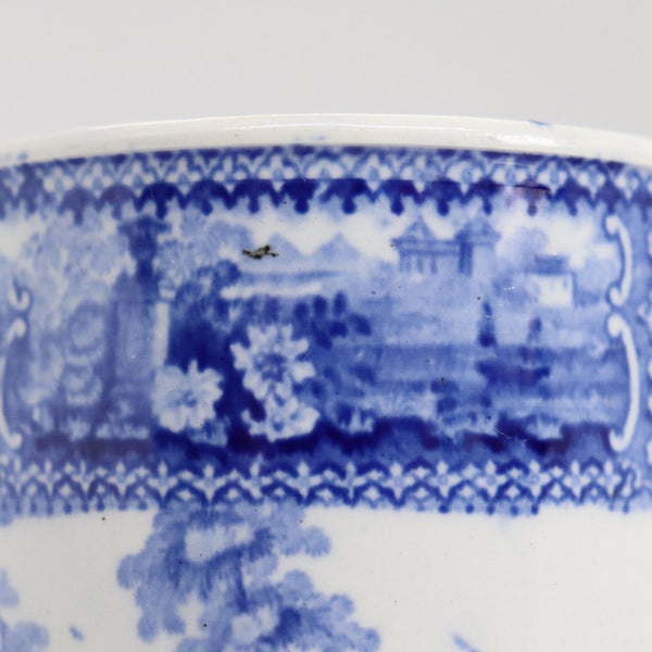 English Staffordshire Blue and White Pottery Transferware Mug
