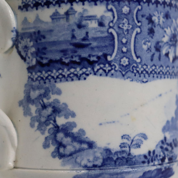 English Staffordshire Blue and White Pottery Transferware Mug