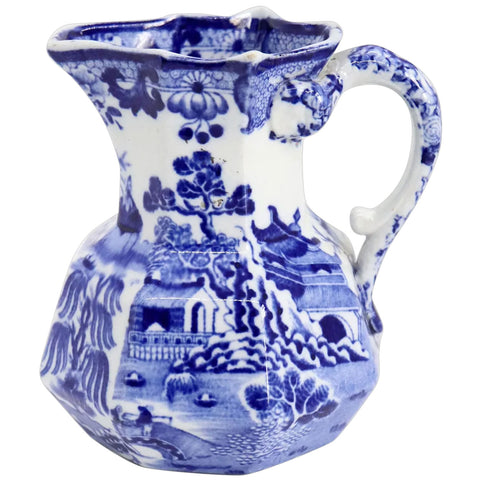 Small English Mason's Ironstone China Blue and White Transferware Pitcher