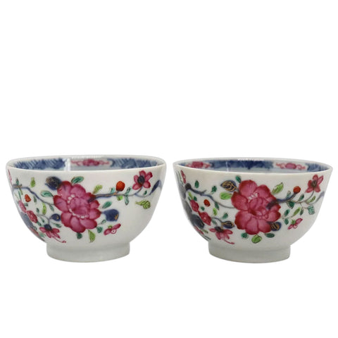 Pair of Chinese Export Porcelain Famille Rose Tea Bowls