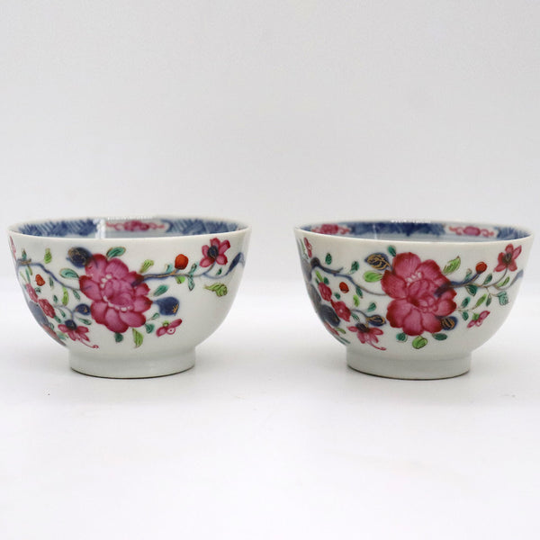 Pair of Chinese Export Porcelain Famille Rose Tea Bowls
