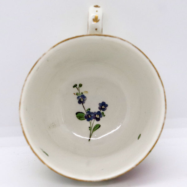 German Frankenthal Carl Theodore Hard Paste Porcelain Floral Teacup and Underplate