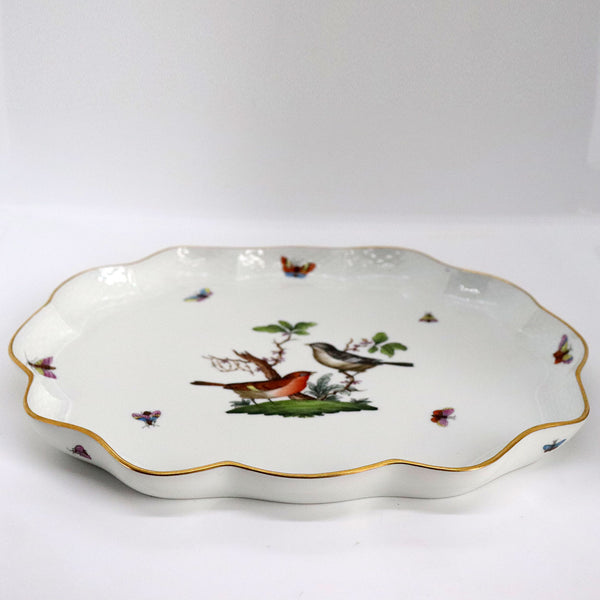 Vintage Hungarian Herend Handpainted Porcelain Rothschild Bird Serpentine Platter