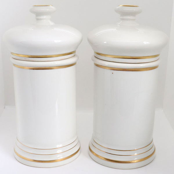 Pair of French Old Paris Painted and Gilt Porcelain Apothecary Jars