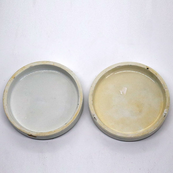 Pair of English John Burgess and Sons Ironstone Anchovy Paste Advertising Pots
