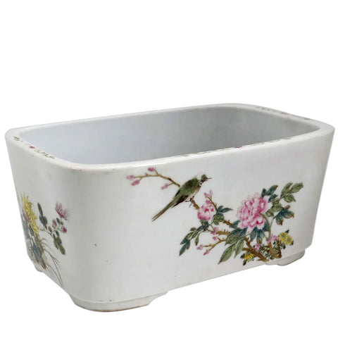 Chinese Export Famille Rose Porcelain Rectangular Bulb Planter