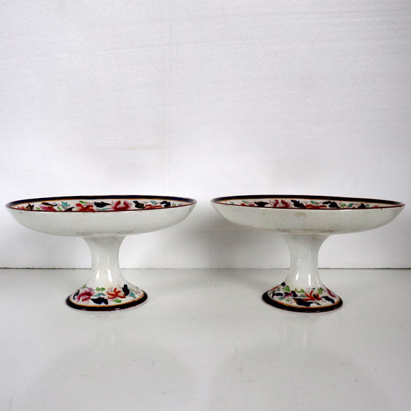 Pair of English William Brownfield & Sons Ironstone Pottery Tazzas