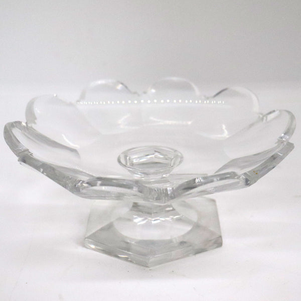 Small Bavarian Cut Glass Scalloped Compote