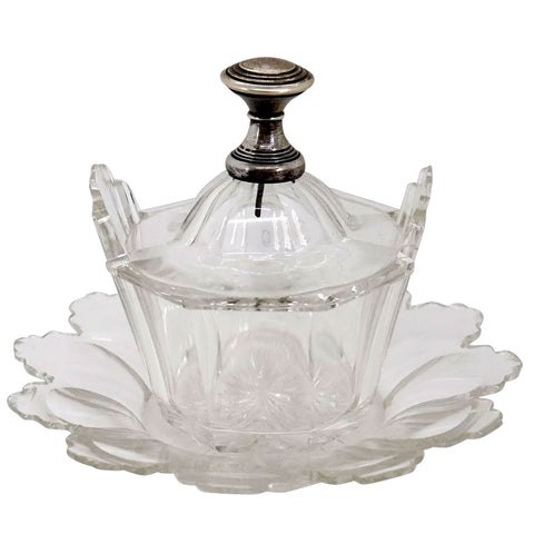 Bavarian Cut Glass Butter Dish and Underplate