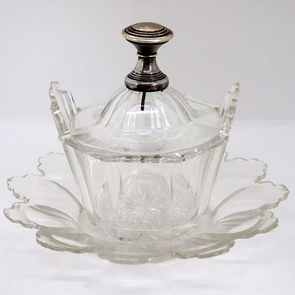 Bavarian Cut Glass Butter Dish and Underplate