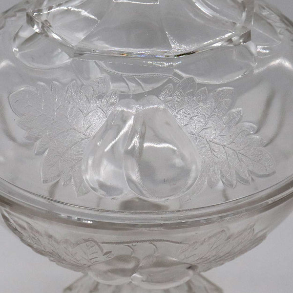 Large American Adams & Company Pressed Glass Baltimore Pear/Gipsy Covered Compote