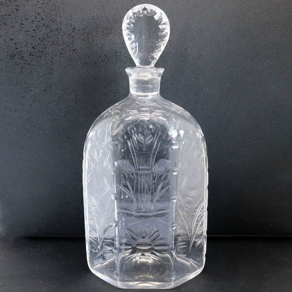 Pair English Harry Powell for Whitefriars Glass Spanish Cut Decanters