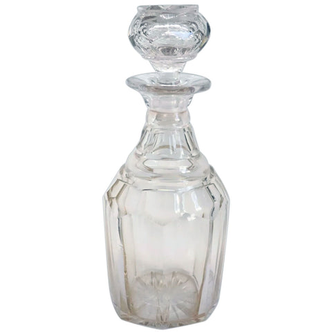 English Victorian Slab Cut Glass Decanter