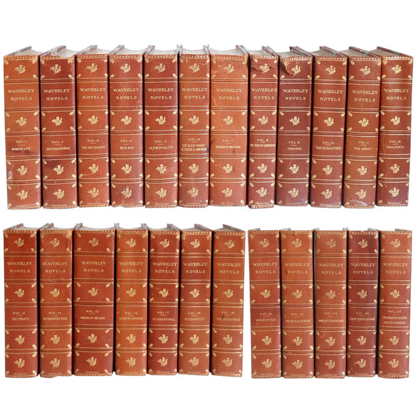Set of 24 Leather Bound Books: Waverley Novels by Sir Walter Scott