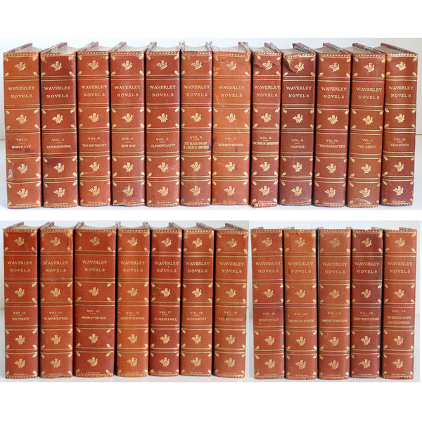 Set of 24 Leather Bound Books: Waverley Novels by Sir Walter Scott