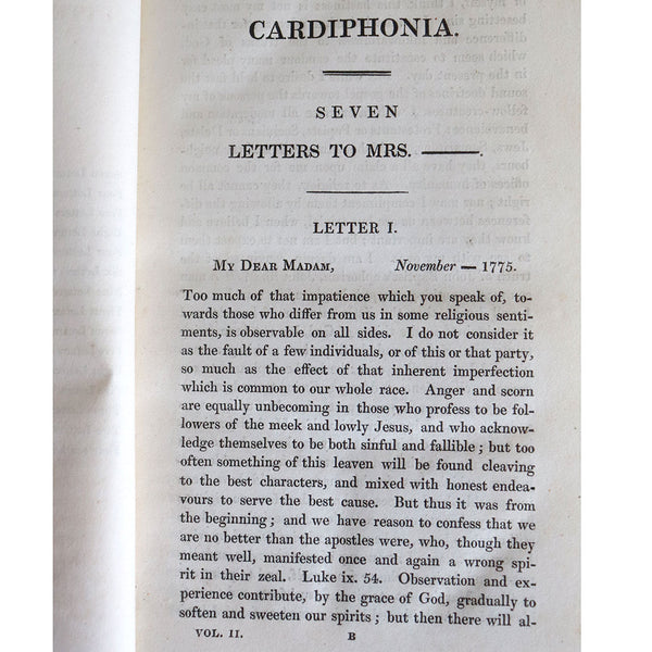 Two Leather Book Volumes: Cardiphonia by Reverend John Newton