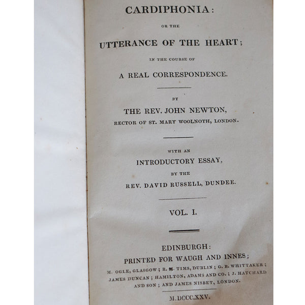 Two Leather Book Volumes: Cardiphonia by Reverend John Newton