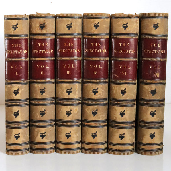 Set of Six Leather Books: The Spectator by Alexander Chalmers