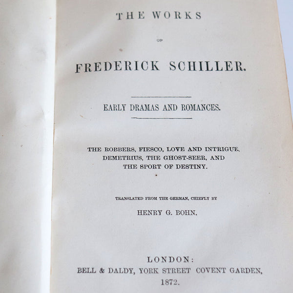 Set of Four English 3/4 Leather Bound Books: The Works of Frederick Schiller