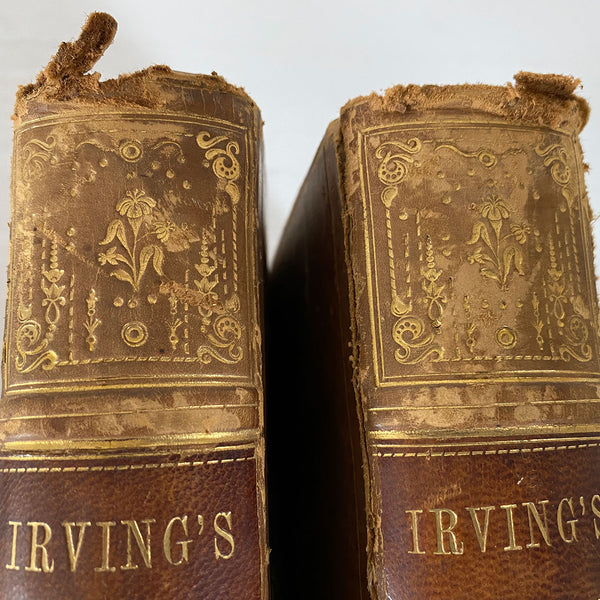 Set of Two Leather Bound Books: The Works of Washington Irving, Volume I-II