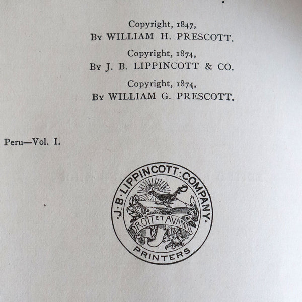 Set of Two Books: History of the Conquest of Peru by William H. Prescott